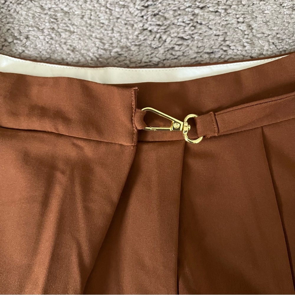 ASOS Tall Rust-Brown Wide Leg High Waist Trousers - Picture 8 of 11